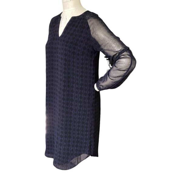 CAbi XS #3102 Harlequin Sheer Tunic Shift Dress Purple & Black Geometric 189B - Picture 5 of 9